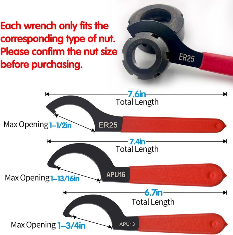Mdvora 6pcs Coilover Spanner Wrench Set, C-Shape Shock Spanner Hook Wrench Tools, for Suspension System and Shock Adjustment - Image 4